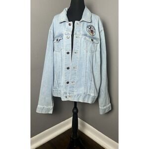 Disney Levi Embroidered Mickey Mouse On The Back Blue Levi Jacket Size L